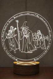 BY-LAMP Gandalf Gimli Legolas Figürlü Dekoratif Hediye Led Masa Lambası | 7 Işık Rengi | Ahşap Taban - 1