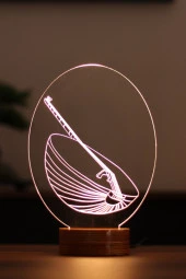 BY-LAMP Tambur Figürlü Dekoratif Hediye Led Masa Lambası | 7 Işık Rengi | Ahşap Taban - 1