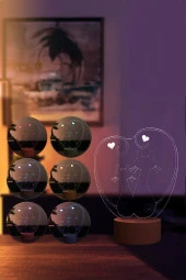 BY-LAMP Kediler Led Masa Lambası Ahşap Taban 7 Farklı Işık Renkli Gece Lambası Hediye Dekoratif Aydınlatma - 2