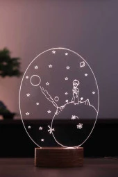 BY-LAMP Küçük Prens Led Masa Lambası Ahşap Taban 7 Farklı Işık Renkli Gece Lambası Dekoratif Aydınlatma - 1