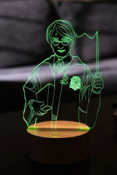 BY-LAMP Harry Potter Led Gece Lambası Ahşap Taban 7 Farklı Işık Renkli Masa Lambası Dekoratif Aydınlatma thumbnail 4