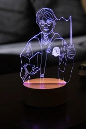 BY-LAMP Harry Potter Led Gece Lambası Ahşap Taban 7 Farklı Işık Renkli Masa Lambası Dekoratif Aydınlatma thumbnail 1