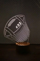 BY-LAMP Amerikan Futbol Topu Led Masa Lambası Ahşap Taban 7 Farklı Işık Rengi - 1