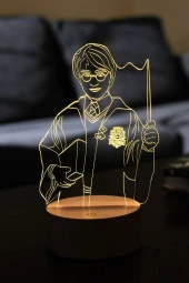 BY-LAMP Harry Potter Led Gece Lambası Ahşap Taban 7 Farklı Işık Renkli Masa Lambası Dekoratif Aydınlatma thumbnail 3