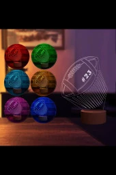 BY-LAMP Amerikan Futbol Topu Led Masa Lambası Ahşap Taban 7 Farklı Işık Rengi - 2