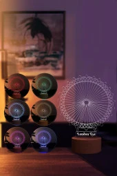 BY-LAMP London Eye Led Masa Lambası Ahşap Taban 7 Farklı Işık Renkli Gece Lambası Dekoratif Aydınlatma - 2