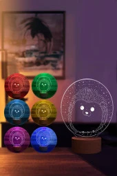 BY-LAMP Kirpi Led Masa Lambası Ahşap Taban 7 Farklı Işık Renkli Gece Lambası Hediye Dekoratif Aydınlatma thumbnail 2