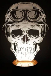 BY-LAMP Kurukafa Ve Motor Masa Lambası Ahşap Taban 7 Farklı Işık Renkli Gece Lambası Dekoratif Aydınlatma thumbnail 1