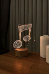 BY-LAMP Nota Figürlü Dekoratif Hediye Led Masa Lambası | 7 Işık Rengi | Ahşap Taban thumbnail 1