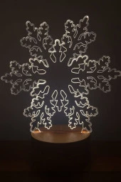 BY-LAMP Kar Tanesi Masa Lambası Ahşap Taban 7 Farklı Işık Renkli Gece Lambası Hediye Dekoratif Aydınlatma thumbnail 1