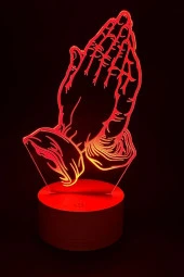 BY-LAMP Dua Figürlü Dekoratif Hediye Led Masa Lambası | 7 Işık Rengi | Ahşap Taban - 3