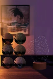 BY-LAMP Köpek Figürlü Dekoratif Hediye Led Masa Lambası | 7 Işık Rengi | Ahşap Taban thumbnail 2