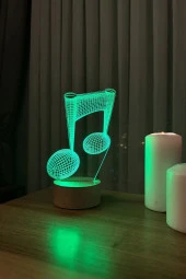 BY-LAMP Nota Figürlü Dekoratif Hediye Led Masa Lambası | 7 Işık Rengi | Ahşap Taban thumbnail 3