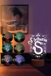 BY-LAMP Harry Potter Slytherin Figürlü Dekoratif Hediye Led Masa Lambası | 7 Işık Rengi | Ahşap Taban thumbnail 2