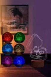 BY-LAMP Evlilik Teklifi Figürlü Dekoratif Hediye Led Masa Lambası | 7 Işık Rengi | Ahşap Taban - 2