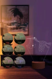 BY-LAMP Leylek Led Masa Lambası Ahşap Taban 7 Farklı Işık Renkli Gece Lambası Hediye Dekoratif Aydınlatma - 2