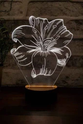 BY-LAMP Anneler Günü Hediyesi. Nilüfer Çiçeği Figürlü Led Masa Lambası - Ahşap Taban - 1
