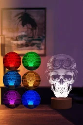 BY-LAMP Kurukafa Ve Motor Masa Lambası Ahşap Taban 7 Farklı Işık Renkli Gece Lambası Dekoratif Aydınlatma thumbnail 2