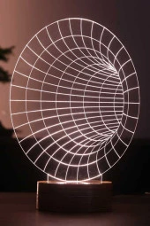 BY-LAMP Black Hole Figürlü Dekoratif Hediye Led Masa Lambası | 7 Işık Rengi | Ahşap Taban thumbnail 1