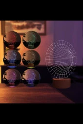 BY-LAMP Black Hole Figürlü Dekoratif Hediye Led Masa Lambası | 7 Işık Rengi | Ahşap Taban thumbnail 2