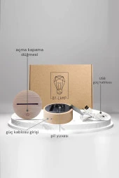 BY-LAMP Nota Figürlü Dekoratif Hediye Led Masa Lambası | 7 Işık Rengi | Ahşap Taban thumbnail 4