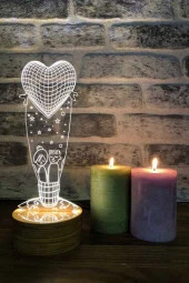 BY-LAMP Aşk Balonu Led Masa Lambası Ahşap Taban 7 Farklı Işık Renkli Hediye Dekoratif Aydınlatma - 1