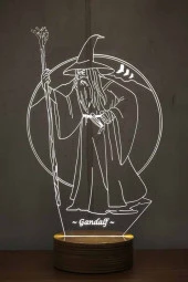 BY-LAMP Gandalf Led Masa Lambası Ahşap Taban 7 Farklı Işık Renkli Hediye Dekoratif Aydınlatma - 1