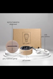 BY-LAMP Aşk Balonu Led Masa Lambası Ahşap Taban 7 Farklı Işık Renkli Hediye Dekoratif Aydınlatma - 3