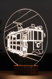 BY-LAMP Taksim Tünel Figürlü Dekoratif Hediye Led Masa Lambası | 7 Işık Rengi | Ahşap Taban thumbnail 1