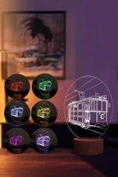 BY-LAMP Taksim Tünel Figürlü Dekoratif Hediye Led Masa Lambası | 7 Işık Rengi | Ahşap Taban thumbnail 2