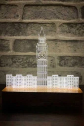 BY-LAMP London Big Ben Led Masa Lambası Ahşap Taban Günışığı Gece Lambası Hediye Dekoratif Aydınlatma thumbnail 1