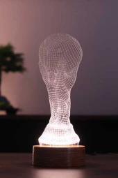 BY-LAMP Dünya Kupası Figürlü Dekoratif Hediye Led Masa Lambası | 7 Işık Rengi | Ahşap Taban - 1