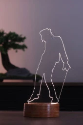 BY-LAMP Dansçı Figürlü Dekoratif Hediye Led Masa Lambası | 7 Işık Rengi | Ahşap Taban thumbnail 1