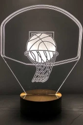 BY-LAMP Basket Potası Figürlü Dekoratif Hediye Led Masa Lambası | 7 Işık Rengi | Ahşap Taban thumbnail 1