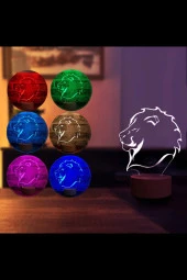 BY-LAMP Aslan Led Masa Lambası Ahşap Taban 7 Farklı Işık Renkli Gece Lambası Dekoratif Aydınlatma - 2
