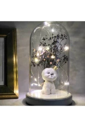 BY-LAMP Işıklı Fanus Sevimli Köpek Figürlü Lamba Çocuk Odası Gece Lambası Hediyesi Beyaz Taban thumbnail 1