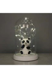 BY-LAMP Işıklı Fanus Panda Figürlü Gece Lambası Arkadaşa Hediye Lamba Beyaz Taban - 1