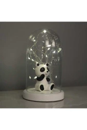 BY-LAMP Işıklı Fanus Panda Figürlü Gece Lambası Arkadaşa Hediye Lamba Beyaz Taban - 2