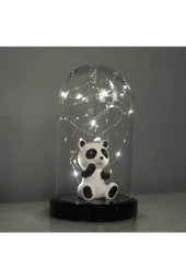 BY-LAMP Işıklı Fanus Panda Figürlü Lamba Çocuk Odası Hediyesi Siyah Taban thumbnail 3