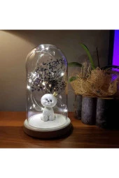 BY-LAMP Işıklı Fanus Sevimli Köpek Figürlü Lamba Çocuk Odası Gece Lambası Hediyesi Beyaz Taban thumbnail 3