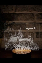BY-LAMP Harry Potter Hogwarts Figürlü Dekoratif Hediye Led Masa Lambası | 7 Işık Rengi | Ahşap Taban thumbnail 1