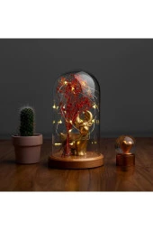 BY-LAMP Işıklı Gold Geyik Figürlü Fanus Lamba Led Gece Lambası Hediyelik thumbnail 1