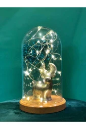 BY-LAMP Işıklı Gümüş Geyik Figürlü Fanus Lamba Yeni Yıl Hediyesi thumbnail 2