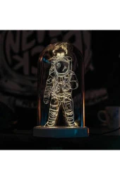 BY-LAMP Astronot Cam Fanus Lamba Uzay Temalı Hediye Gece Lambası thumbnail 4