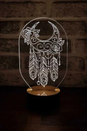 BY-LAMP Düş Kapanı 2 Figürlü Dekoratif Hediye Led Masa Lambası | 7 Işık Rengi | Ahşap Taban - 1