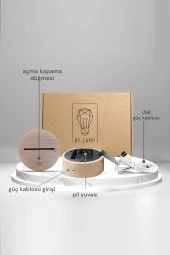 BY-LAMP Düş Kapanı 2 Figürlü Dekoratif Hediye Led Masa Lambası | 7 Işık Rengi | Ahşap Taban - 3