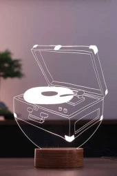 BY-LAMP Pikap Figürlü Dekoratif Hediye Led Masa Lambası | 7 Işık Rengi | Ahşap Taban thumbnail 1