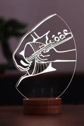 BY-LAMP Saz Figürlü Dekoratif Hediye Led Masa Lambası | 7 Işık Rengi | Ahşap Taban thumbnail 1