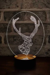 BY-LAMP Geyik Led Masa Lambası Ahşap Taban 7 Farklı Işık Renkli thumbnail 1