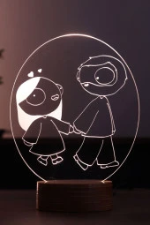 BY-LAMP Catana Comics Figürlü Dekoratif Hediye Led Masa Lambası | 7 Işık Rengi | Ahşap Taban - 1